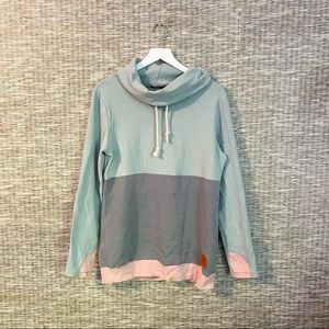 Light Blue Cowl Neck Drawstring Sweatshirt